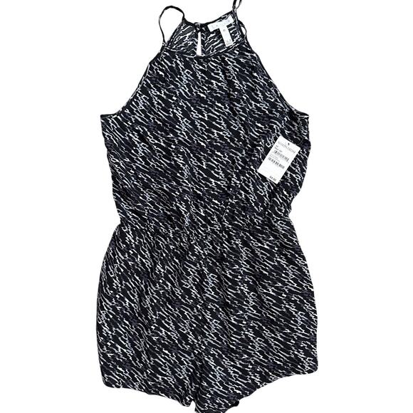 LEITH Halter Neck Abstract Black & White Print Romper Size‎ XS - Picture 1 of 6